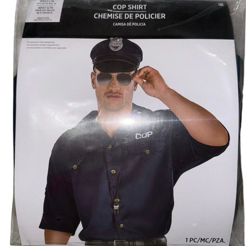 Cop Shirt Police Officer Blue Fancy Dress Up Halloween Adult Costume Shirt Only